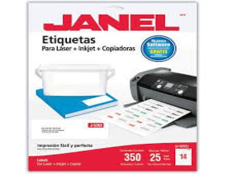 ETIQUETA PIMP. LASER JANEL 3.4X10.2CM PAQ.C25H. C.20