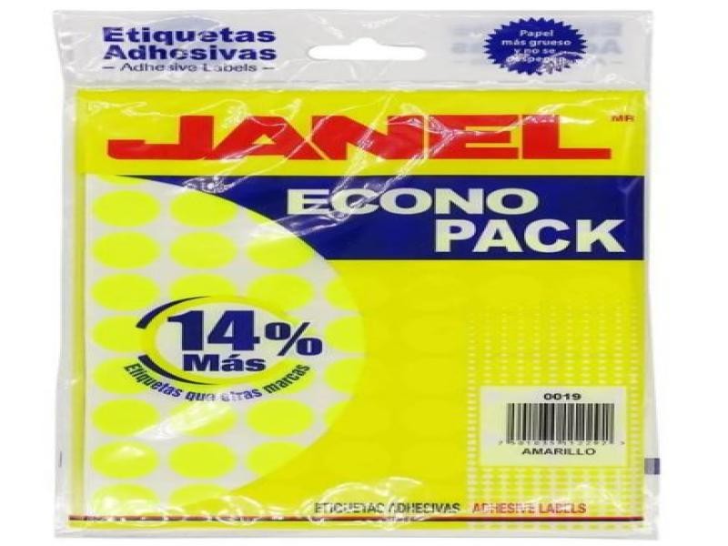 ETIQUETA ADH. FLUOR. JANEL 00X19 PLATA PAQ.C8H. E.30