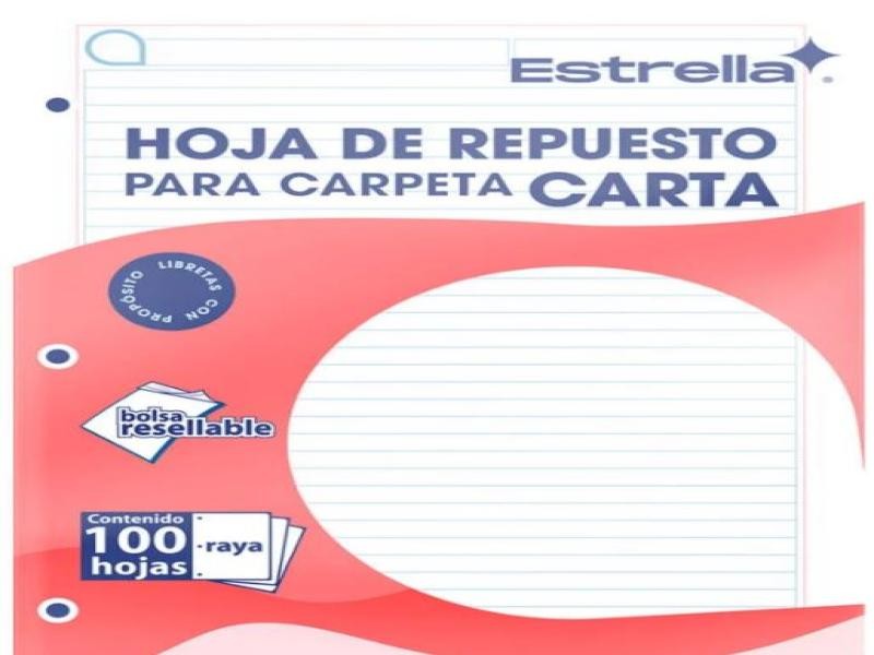 HOJA PCARPETA CTA. ESTRELLA 557 RAYA PAQ.C100H. C.20