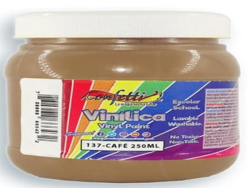 PINTURA ACRILICA CONFETTI 250ML. CAFE OSCURO 137 C.6