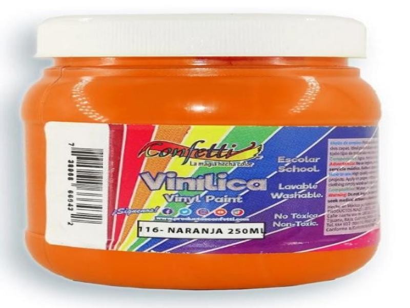 PINTURA ACRILICA CONFETTI 250ML. NARANJA 115 C6
