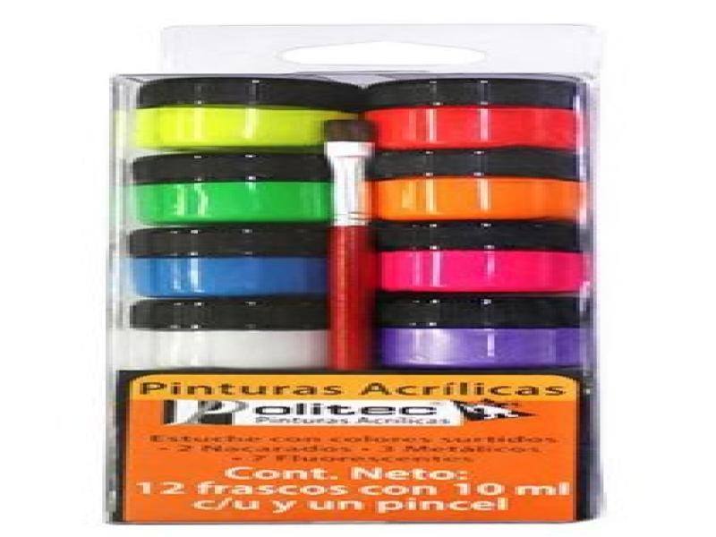 PINTURA ACRILICA POLITEC C12 FRASC.CPINCEL FLUOREC. C60