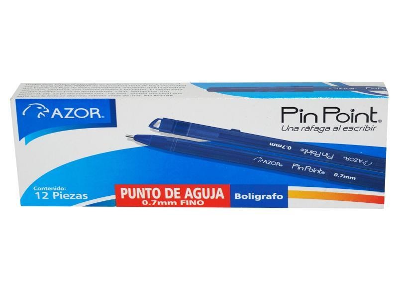 BOLIGRAFO PIN POINT AZOR 0.7MM CUERPOTAPA AZUL E.12 C.360