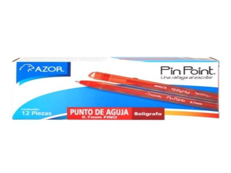 BOLIGRAFO PIN POINT AZOR 0.7MM CUERPOTAPA ROJO E.12 C.360