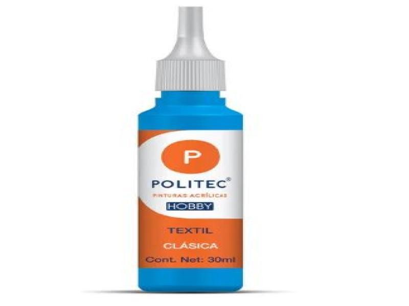 PINTURA TEXTIL CLASICA 30ML POLITEC AZUL C. 619 E12 C240