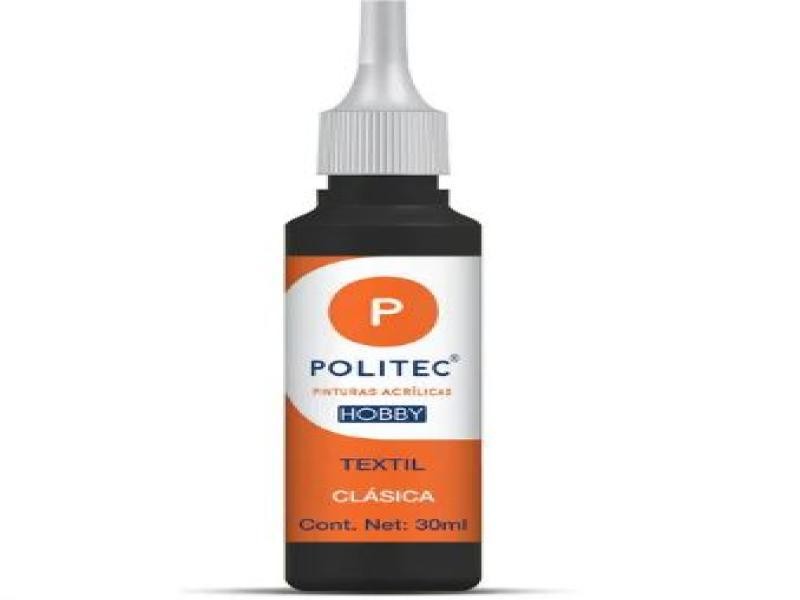PINTURA TEXTIL CLASICA 30ML POLITEC NEGRO 625 E12 C240