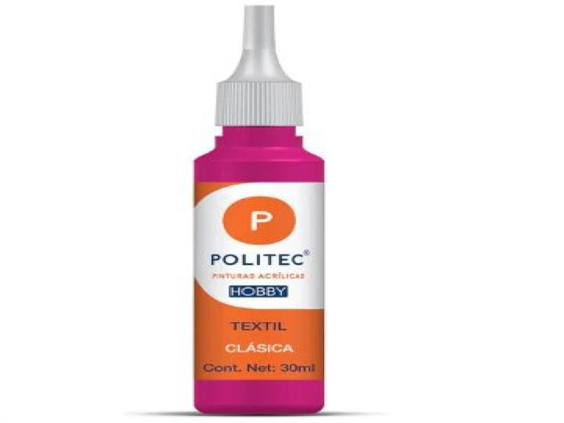 PINTURA TEXTIL CLASICA 30ML POLITEC ROSA 635 E12 C240