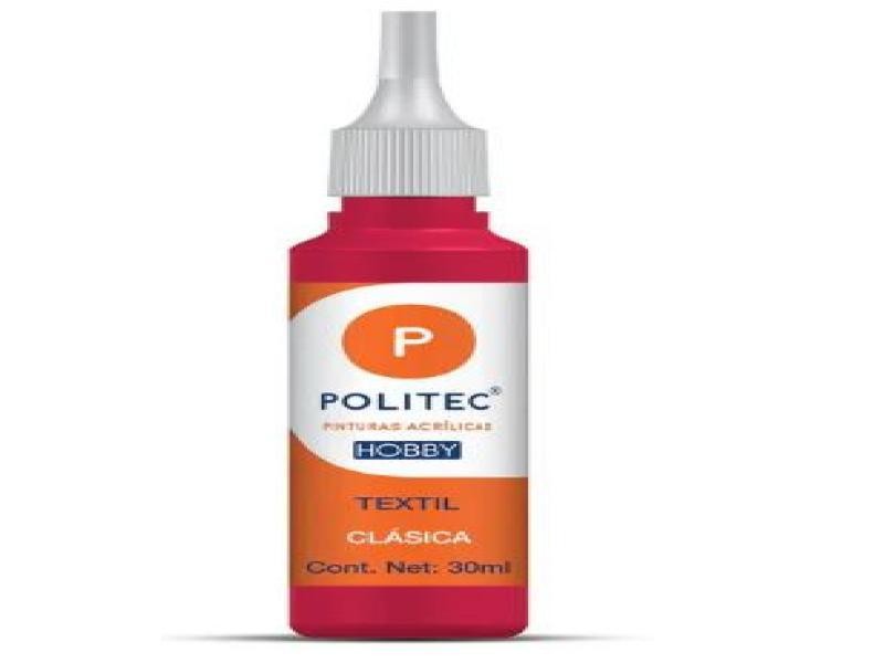 PINTURA TEXTIL CLASICA 30ML POLITEC ROJA 608 E12 C240