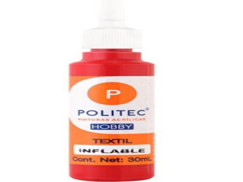 PINTURA TEXTIL INFLABLE 30ML POLITEC ROJA 408 E12 C240