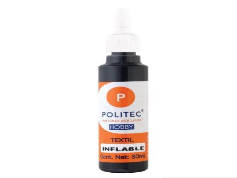PINTURA TEXTIL INFLABLE 30ML POLITEC NEGRO 425 E12 C240