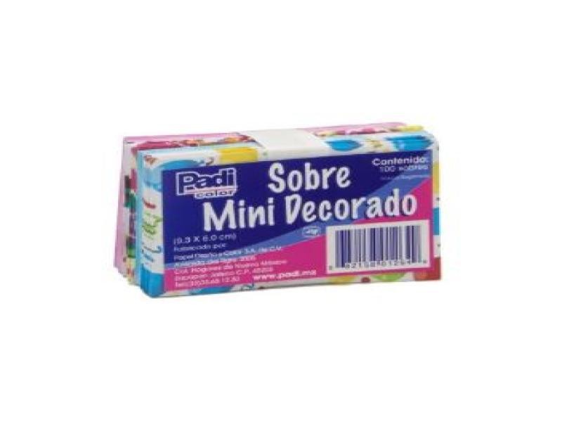 SOBRE BOND DECORADO MINI PADI 5.5X9CM PAQ.C100 PZ. E.180