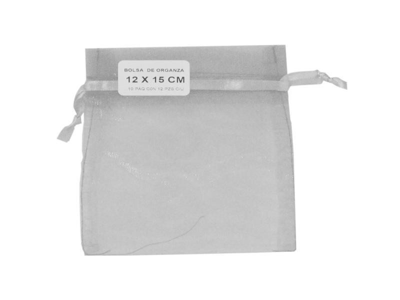 BOLSA ORGANZA CONFETTI 12X15CM.PLATA E.12
