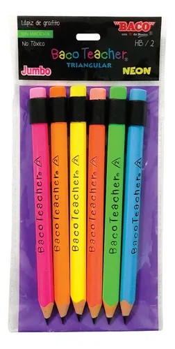 LAPIZ GRAFITO SMAD.2 BACOTEACHER TRI.VCOL.JUMBO BLISTC6
