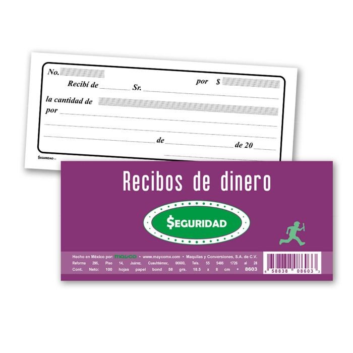 RECIBO DE DINERO 8603 SEGURIDAD STALON 100H. C100