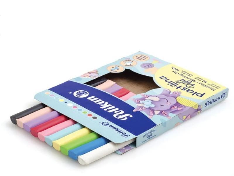 PLASTILINA C10 BARRAS COLORES PASTEL PELIKAN C.40