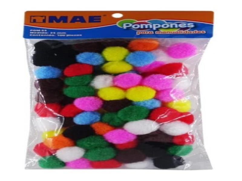 POMPON BOLITAS SUAVES COL. SURT. C100 PZAS MAE POM25 C100
