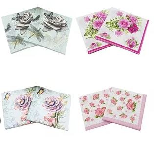 SERVILLETAS DEC. DE PAPEL FLORES PAQ. C20 PZA C.10