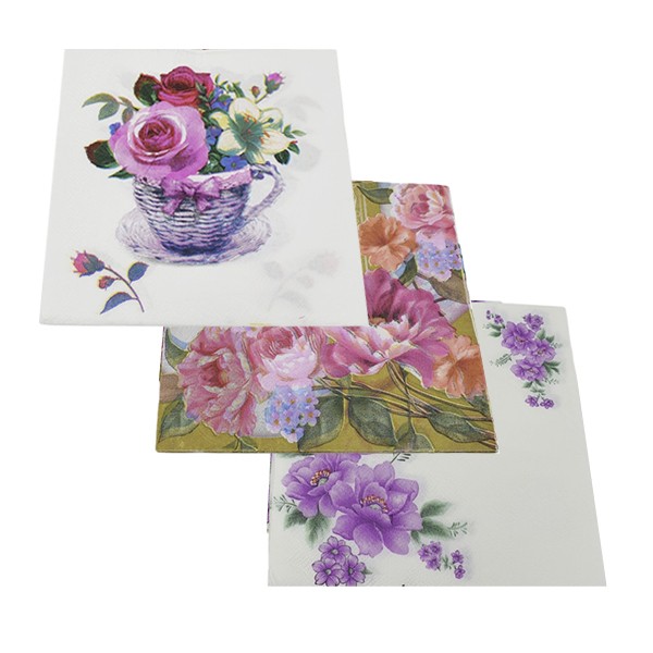 SERVILLETAS DEC. DE PAPEL FLORES PAQ. C20 PZA C.10