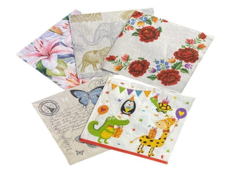 SERVILLETAS DEC. DE PAPEL VARIOS MOD. PAQ. C20 PZA C.10