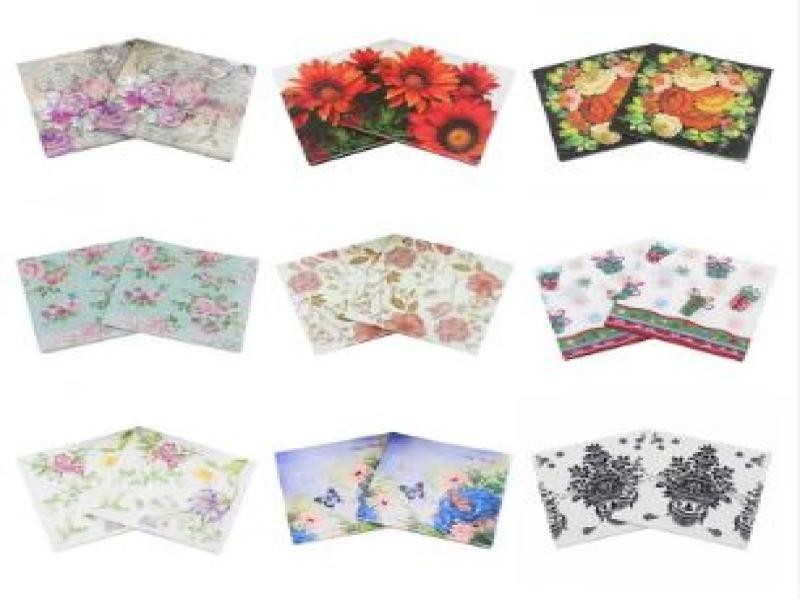 SERVILLETAS DEC. DE PAPEL VARIOS MOD. PAQ. C20 PZA C.10