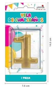 VELA NUMERO 1 DORADO METALICO GRANMARK C.12