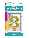 VELA NUMERO 3 DORADO METALICO GRANMARK C.12