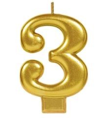 VELA NUMERO 3 DORADO METALICO GRANMARK C.12