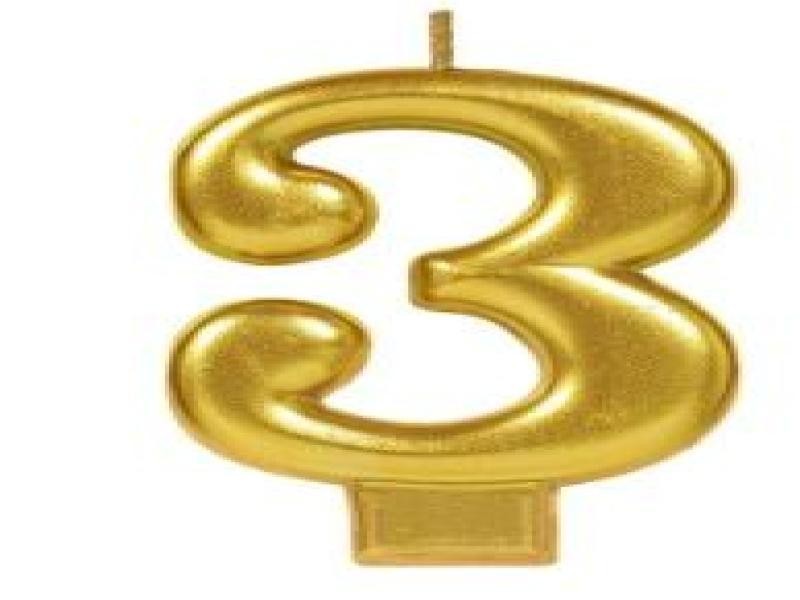 VELA NUMERO 3 DORADO METALICO GRANMARK C.12