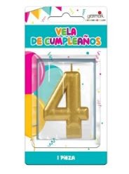 VELA NUMERO 4 DORADO METALICO GRANMARK C.12