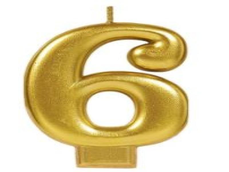 VELA NUMERO 6 DORADO METALICO GRANMARK C.12