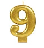 VELA NUMERO 9 DORADO METALICO GRANMARK C.12