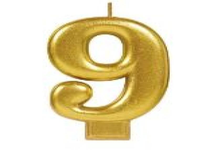 VELA NUMERO 9 DORADO METALICO GRANMARK C.12
