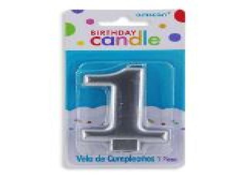 VELA NUMERO 1 PLATA METALICO GRANMARK C.12