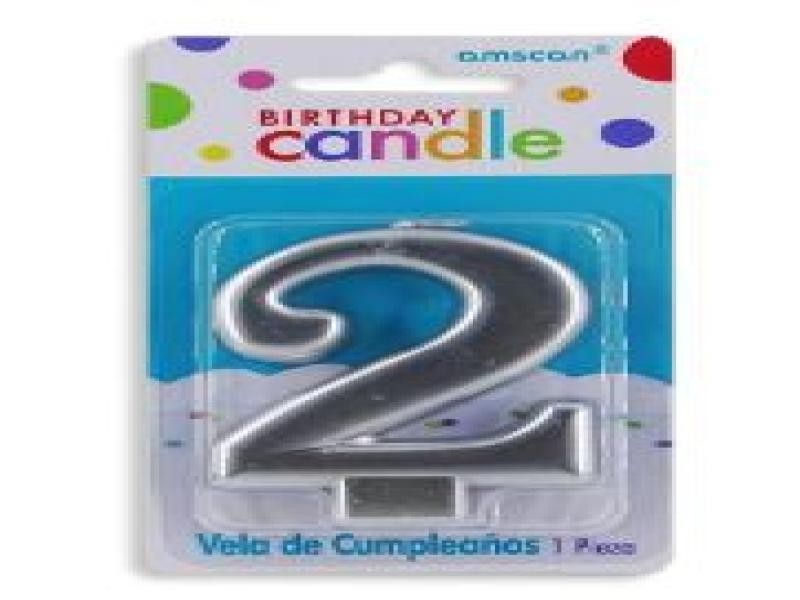 VELA NUMERO 2 PLATA METALICO GRANMARK C.12