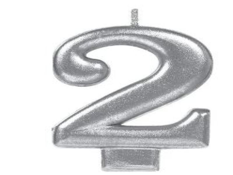 VELA NUMERO 2 PLATA METALICO GRANMARK C.12