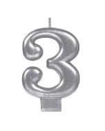 VELA NUMERO 3 PLATA METALICO GRANMARK C.12