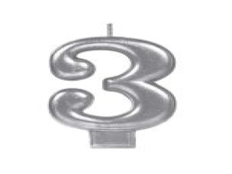 VELA NUMERO 3 PLATA METALICO GRANMARK C.12