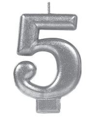 VELA NUMERO 5 PLATA METALICO GRANMARK C.12