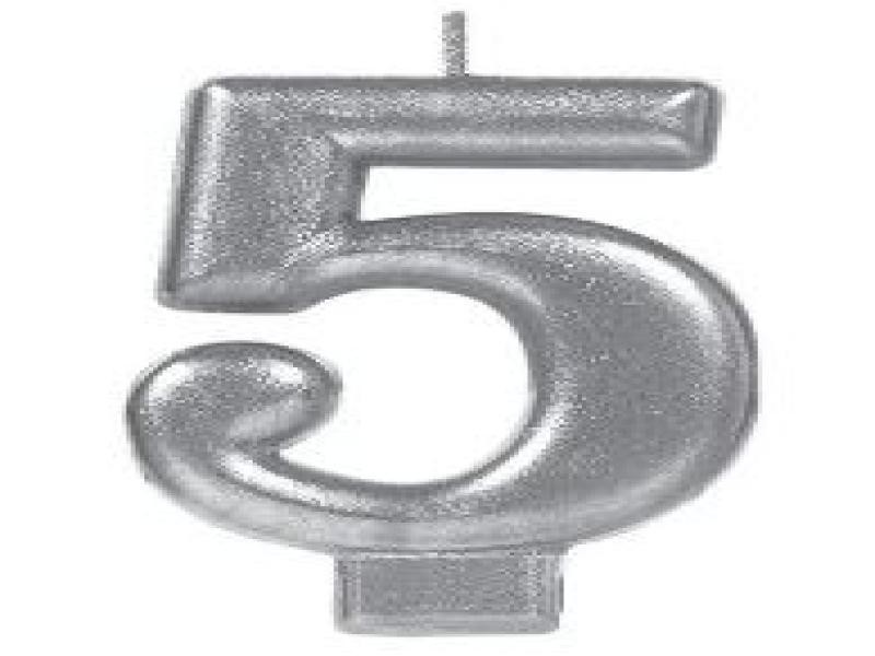 VELA NUMERO 5 PLATA METALICO GRANMARK C.12