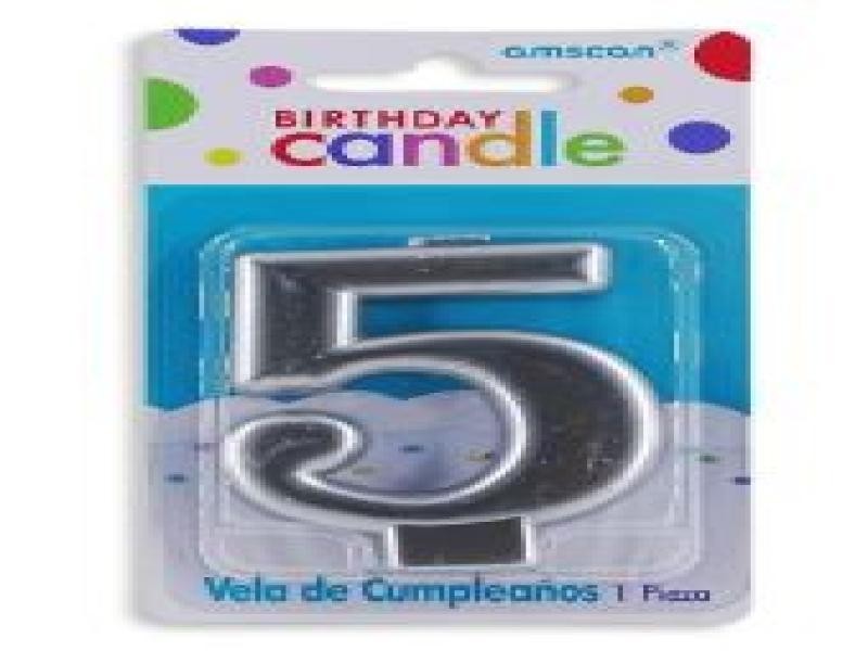 VELA NUMERO 5 PLATA METALICO GRANMARK C.12