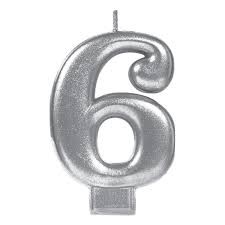 VELA NUMERO 6 PLATA METALICO GRANMARK C.12