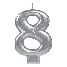 VELA NUMERO 8 PLATA METALICO GRANMARK C.12