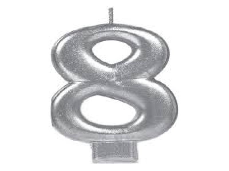 VELA NUMERO 8 PLATA METALICO GRANMARK C.12