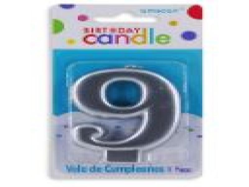 VELA NUMERO 9 PLATA METALICO GRANMARK C.12