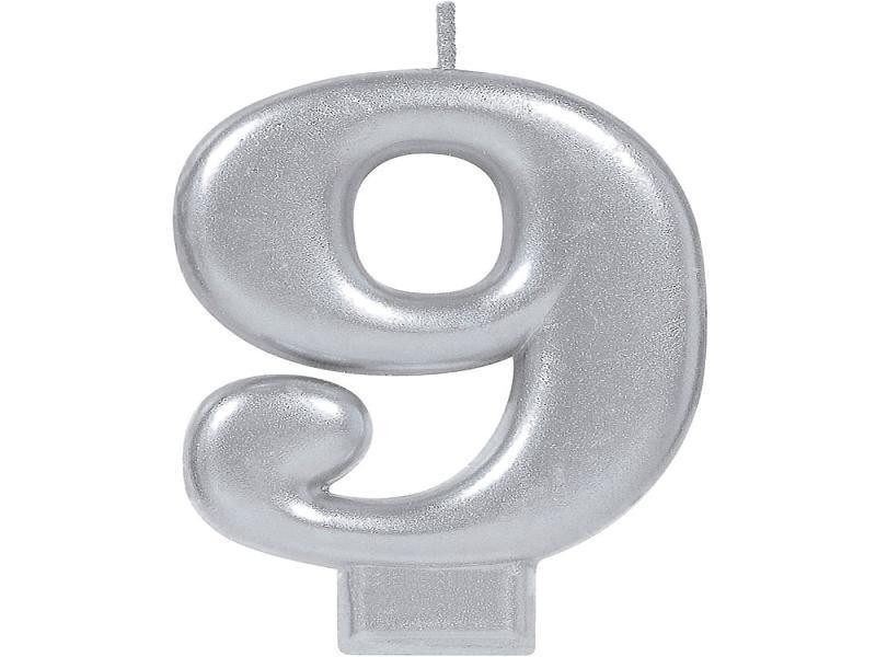 VELA NUMERO 9 PLATA METALICO GRANMARK C.12