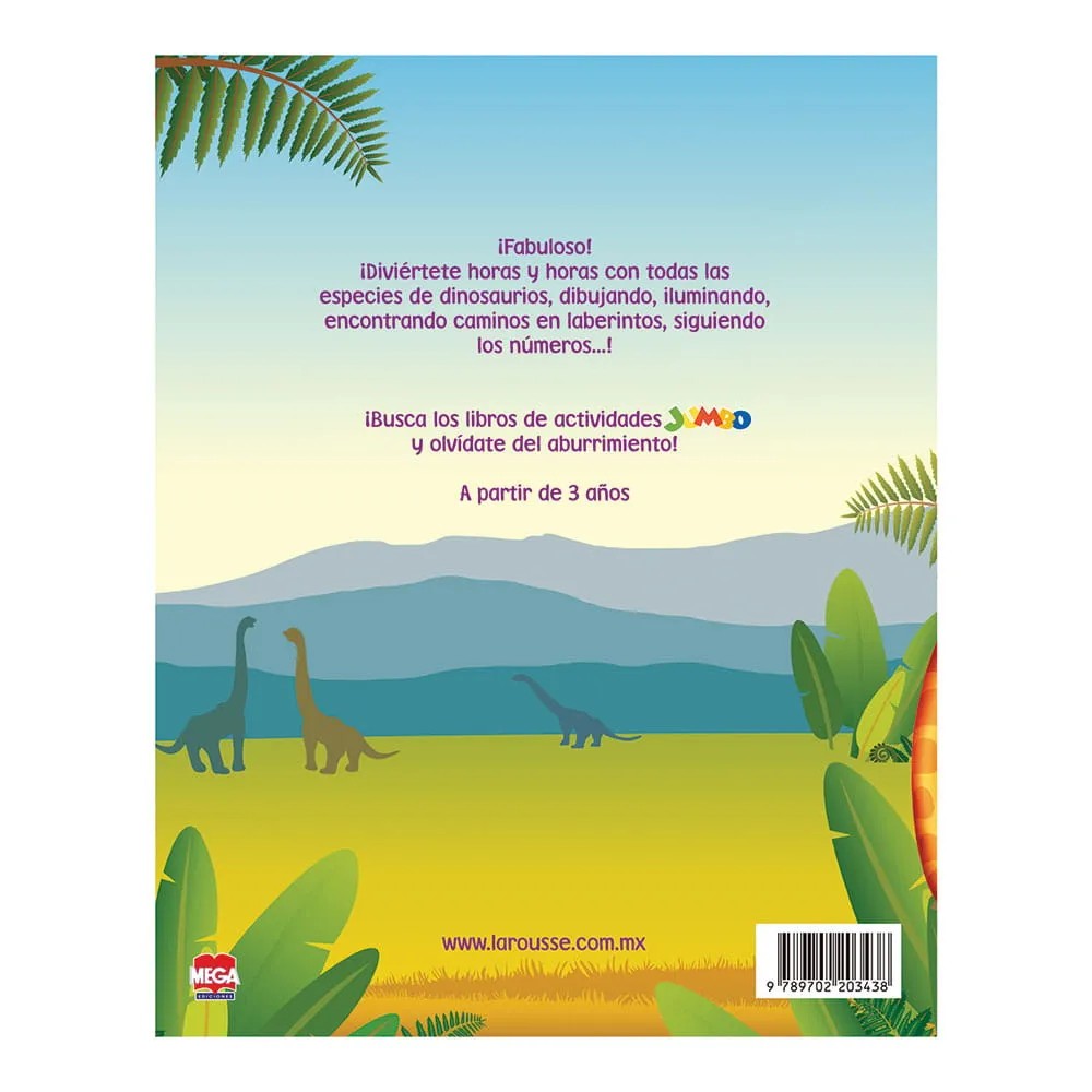 LIBRO PCOLOREAR JUMBO DINOS 6772 LAROUSSE 2 TIT C.26