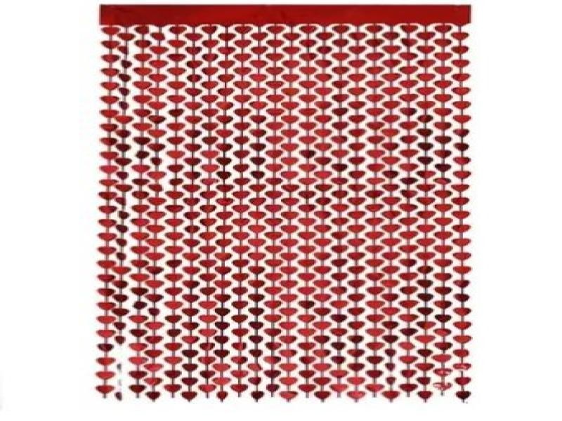 CORTINA METALICA PANEL ROJO CORAZONES FIESTA 91X240 E.10
