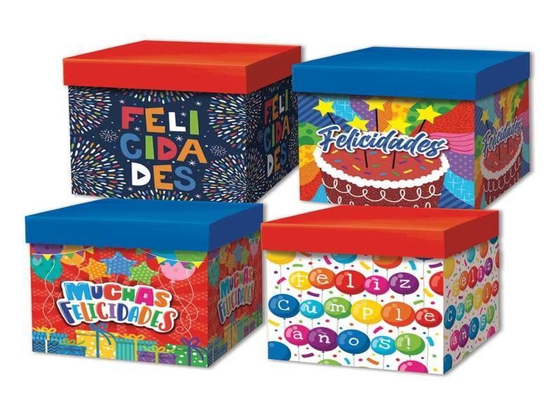 CAJA CUBO CORRUGADA CUMPLEAÑOS 22 45X38 PADCOLOR JGO E.8