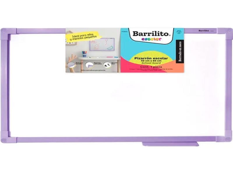 PIZARRON BCO 40X60 ESCOLAR LILA MOD.PE8816 BARRILITO C2