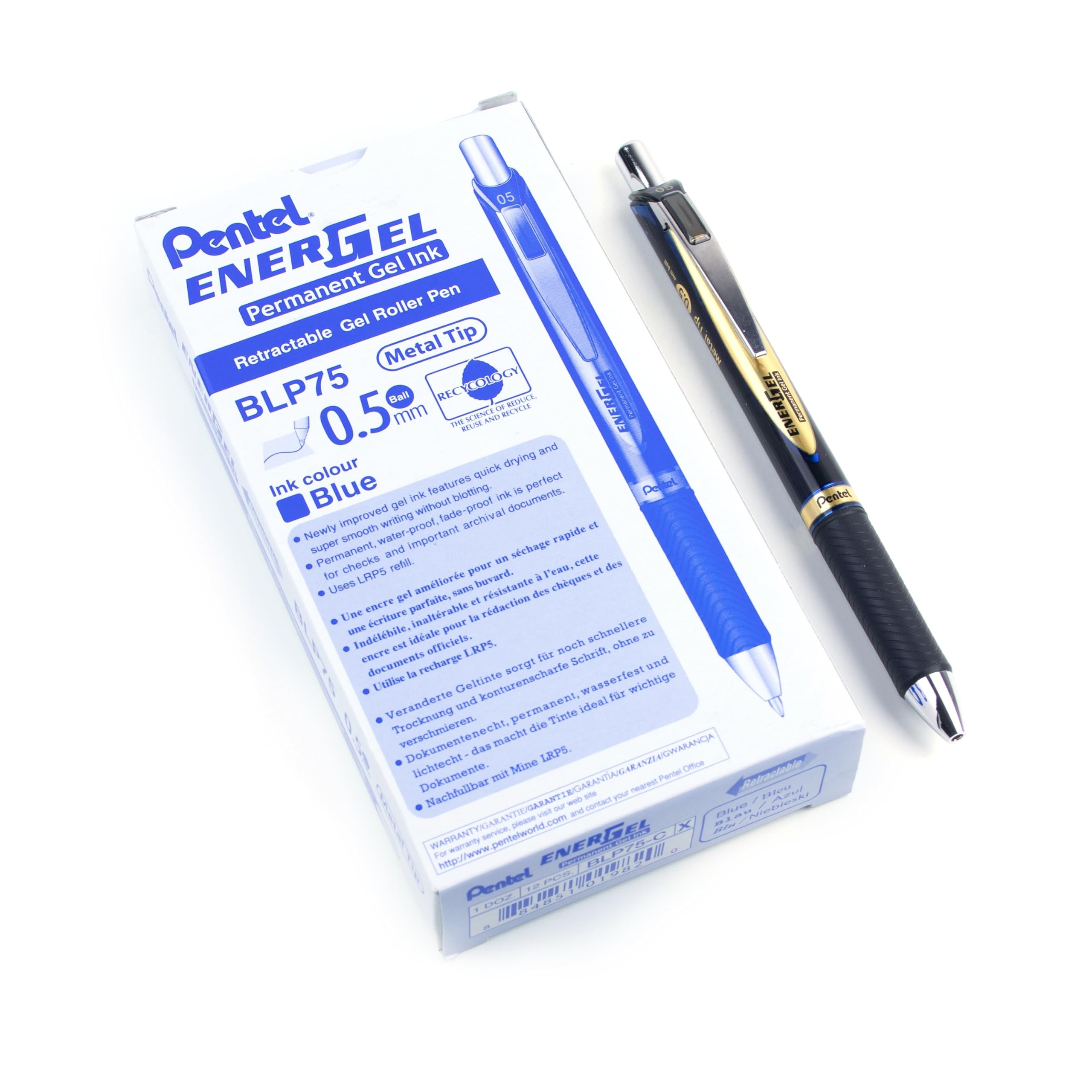 BOLIGRAFO ENERGEL BLP75-C ANTIFRAUDE PENTEL 0.5 RT AZUL576
